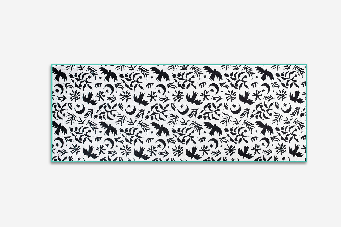 Yoga towel Birds and Moon design black and white colours